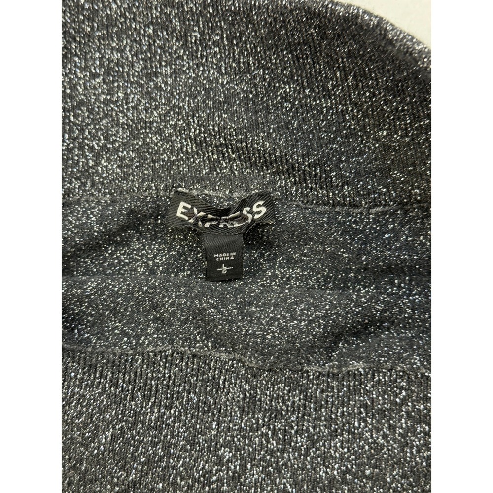 Express Black Metallic Shimmer Knit Mini Skirt Women's Size L - Picture 5 of 6